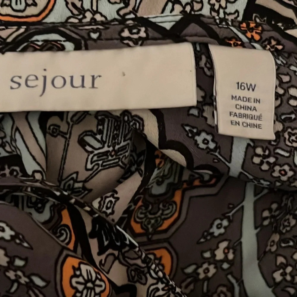 Sejour Abstract Pattern Long Sleeve Blouse Top - Picture 7 of 7